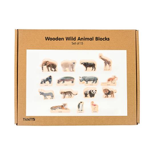 TickiT® Wild Animal Wooden Blocks Set